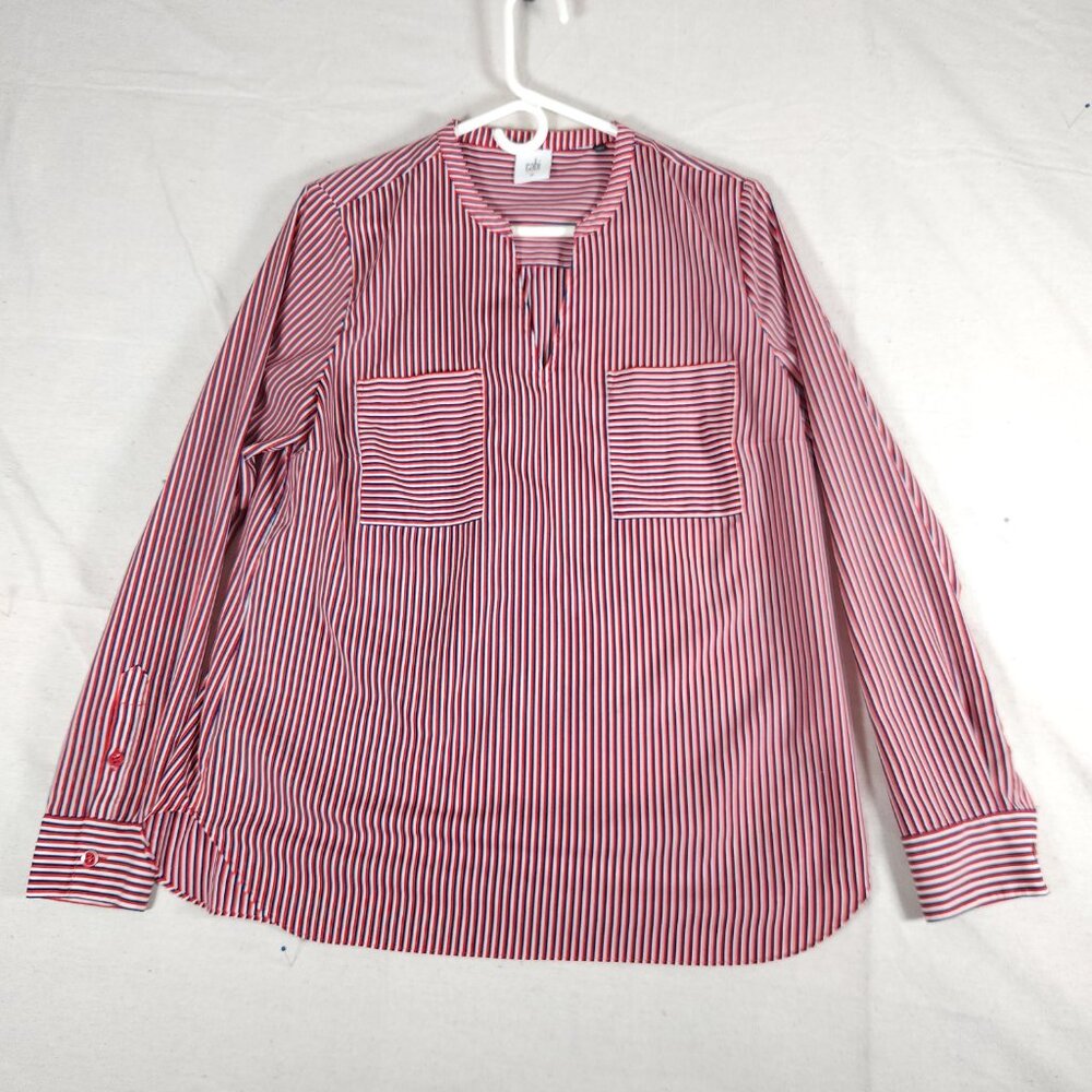 Cabi Franklin Striped Top Womens Pullover Sz M Red White Blue Patriotic Blouse